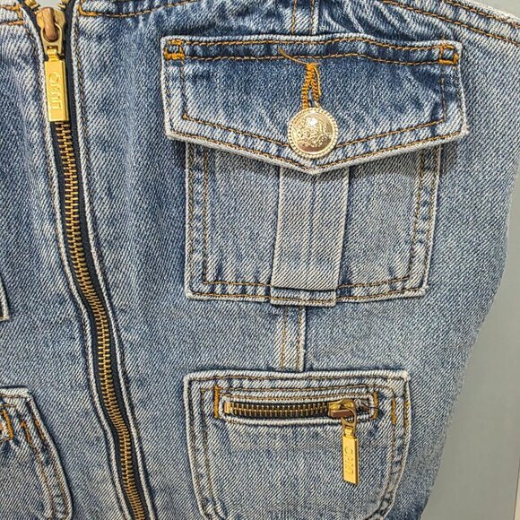 Liu Jo Milano Designer Jean Top & Skirt Set Women’s Size 6/27 Blue Denim - Picture 6 of 16